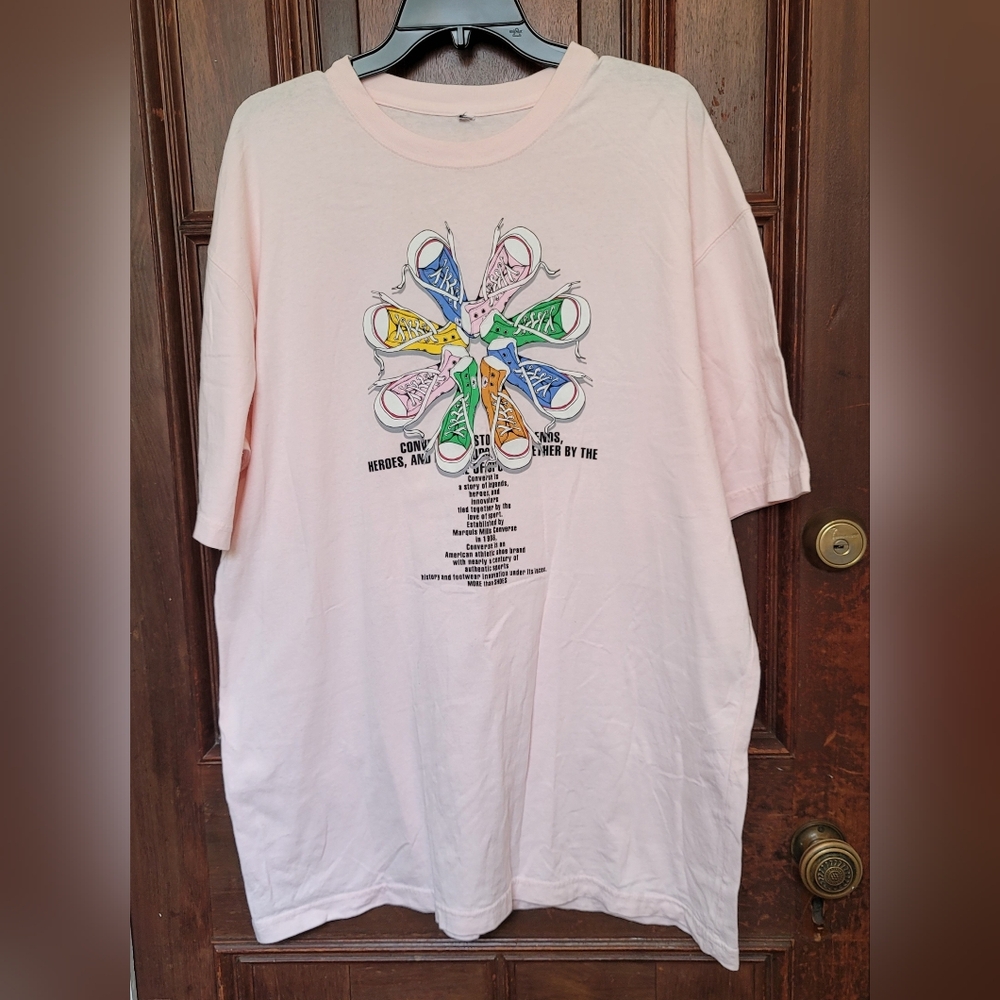 Vintage Converse Color Wheel Graphic Print Pink Tee Shirt- Sixe XXL/2X